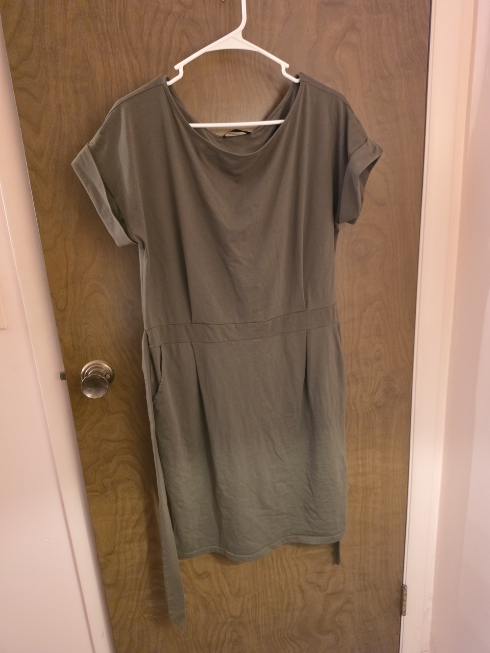 Fashion Women's Olive Green Short Sleeve Casual Dress-XL